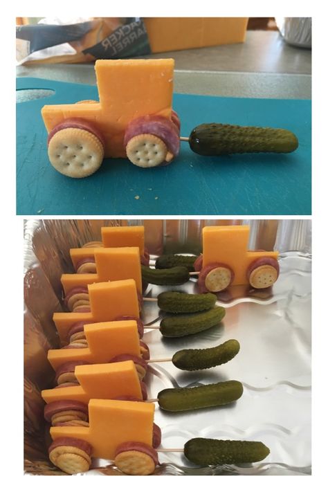 Tractor Desserts, Tractor Pull Birthday Party, Pin The Wheel On The Tractor, Kubota Tractor Birthday Party, Tractor Charcuterie Board, Tractor Food Ideas, Tractor Watermelon, Tractor Party Food Ideas, 2nd Tractor Birthday Party