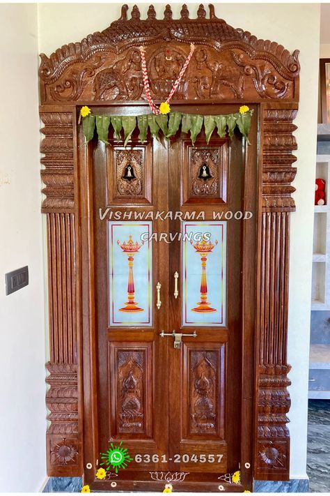 Handmade Wood carving | Pooja room wood carving | Wood carving | wooden Pooja room design | wood carving designs | Pooja room door design | Pooja room designs | wood carving India | Pooja Room Wood Door Design, Simple Pooja Room, Indian Main Door Designs, Pooja Room Door, Pooja Room Designs, Arch Designs For Hall, Arch Designs, Wood Sculptures, Pooja Room Door Design