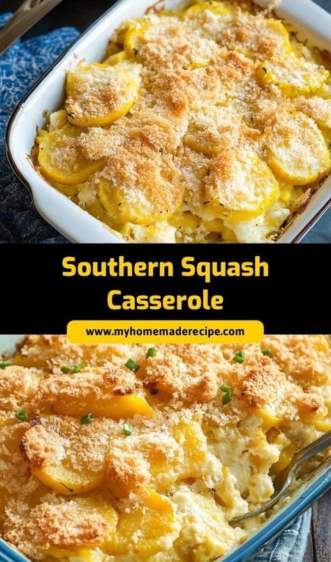 This Southern Squash Casserole is a creamy and comforting side dish! Made with fresh squash, cheese, and a crispy topping, it’s a perfect addition to any family meal. Southern Squash, Southern Squash Casserole, Food Recipes Vegetarian, Yellow Squash Casserole, Southern Side Dishes, Yellow Squash Recipes, Squash Casserole Recipes, Dish Warmer, Cheesy Casserole