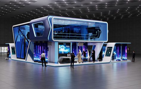 Double Decker Exhibition Stand Design, Exhibition Booth Design Ideas Creative, Creative Booth Design, Booth Design Exhibition, Creative Booths, Podium Design, Ceilings Design, Event Booth Design, Stall Design