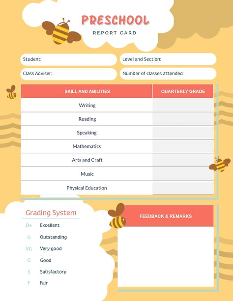 Preschool Progress Report Template, Preschool Report Card, Preschool Progress Report, Weekly Report Template, Kindergarten Report Cards, Weekly Report, School Report Card, Template Images, Card Template Free