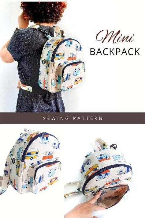 Mini Backpack sewing pattern with video tutorial. This cute bag has one zippered pocket on the outside and one phone pocket inside. If you like you can change the configuration of the straps and you can use this bag as a shoulder bag as well. Kids backpack sewing pattern. Small backpack sewing pattern. Kids school bag to sew. SewModernBags Diy Loungefly Backpack, Sewing Mini Backpack, Small Backpack Sewing Pattern, Backpack Purse Sewing Pattern, Backpack Purse Pattern Free, Free Mini Backpack Pattern, Mini Backpack Sewing Pattern Free, Mini Backpack Pattern Free, Diy Small Backpack