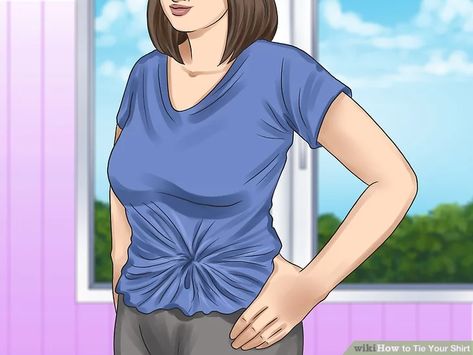 Tying An Oversized Shirt, Tying A Shirt Knot, How To Tie A Tshirt, Tying Oversized Shirt, Ways To Tie A Shirt, Tie Your Shirt, How To Knot A Tee Shirt, Easy Knots, Tie Shirt Knot