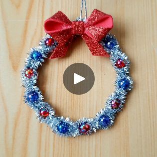 Creative christmas ornament from pipe cleaner- chenille Pipe Cleaner Stars Christmas Ornament, Pipe Cleaner Wreath Ornament, Pipe Cleaner Wreath, Pipe Cleaner Christmas Ornaments, Pipe Cleaner Ornaments, Pipe Cleaner Projects, Chenille Stem Crafts, Pipe Cleaners, Chenille Stems