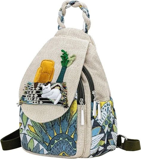 Amazon.com: ADKALIV Small Backpack Purse for Women, Hand-woven Animal Sling Bag for Women, Mini Boho Hippie Cute Backpack for Women (Sitting Cat) : Clothing, Shoes & Jewelry Cute Backpacks For Women, Small Backpack Purse, Cat Clothing, Cute Backpack, Women Purse, Backpack For Women, Purse For Women, Boho Purses, Cute Backpacks