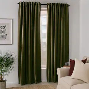 Curtains Without Sewing, Velvet Room, Thick Curtains, Velvet Drapes, Quality Curtains, Green Bedroom, Green Curtains, Darkening Curtains, Ikea Family