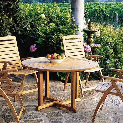 Kingsley-Bate: Elegant Outdoor Furniture Teak Table Outdoor, Bistro Dining Table, Elegant Outdoor Furniture, Furniture Cleaning, Round Table And Chairs, Teak Patio Furniture, Outdoor Dining Tables, 45 Pounds, Teak Chairs