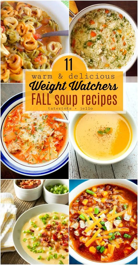 11 Warm and Delicious Fall Weight Watchers Soup Recipes. Keep on track this Fall with these easy and fast soup recipes with Weight Watcher's Points! Fast Soup Recipes, Weight Watchers Meal Plans, Weight Watchers Soup, Fall Soup, Weight Watchers Soup Recipes, Fall Soup Recipes, Weight Watcher Dinners, Weight Watchers Desserts, Fall Soups