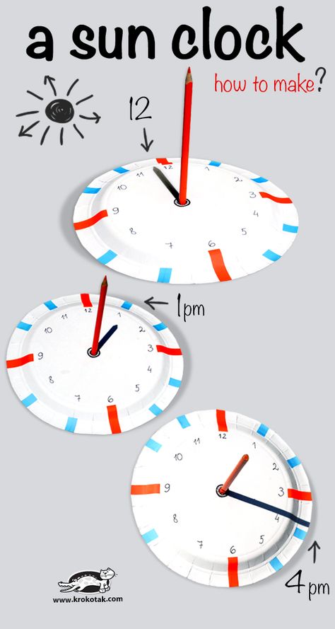 A great DIY STEAM project make a Sun Clock! A great way to talk about the sun and time! #sunclock #teachingtime Clock Craft, Children Activities, Preschool Science, Homeschool Science, Science Experiments Kids, Stem Activities, Craft Activities For Kids, Science For Kids, Science Projects