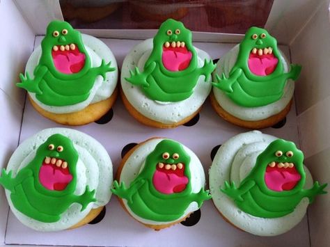 Ghostbusters Desserts, Slimer Cupcakes, Ghostbuster Birthday, Bug Cakes, Ghostbusters Cake, Cutest Cupcakes, Boy Cupcakes, Ghostbusters Birthday, Ghostbusters Birthday Party