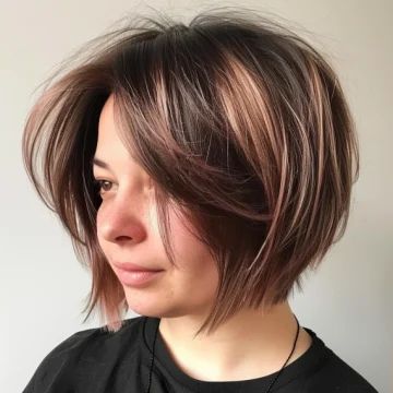 75 Cute Choppy Bob Hairstyles to Try This Year Bubble Bob Haircut 2024, Tapered Bob Haircut, Bob With Choppy Layers, Tapered Layers, Hair By Volume, Tapered Bob, Choppy Bobs, 2024 Haircuts, Balayage Ombré