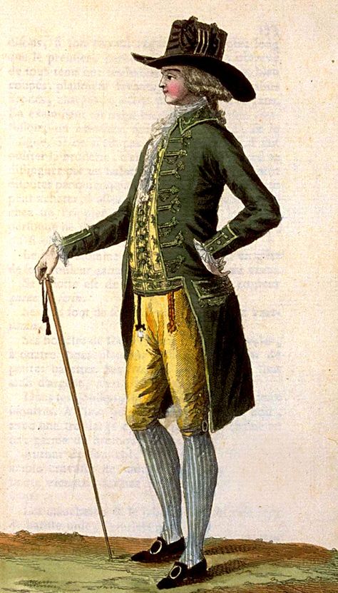 French Fashion, Oct 1786, Cabinet Des Modes ou Les Modes Nouvelles 1780s Fashion, 18th Century Mens Fashion, 1700 Fashion, Plain Coats, Menswear Inspiration, Mens Fashion Illustration, French Dress, 18th Century Fashion, Century Clothing