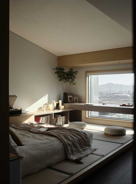 Japanese Tatami Bedroom, Tatami Room Ideas, Tatami Room Bedroom, Tatami Mat Living Room, Tatami Room Modern, Japan Style Bedroom, Tatami Bedroom Design, Tatami Mat Bedroom, Japanese Futon Bedroom