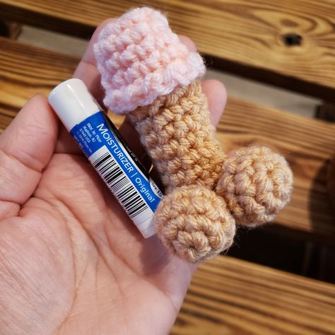 Handmade Crochet Lip Balm Holder, Chapdick, Adults Funny Favor, Bachelorette Girlfriends Gift, Gift for Adult Women by EliMarieCrafty on Etsy Crochet Lip Balm Holder, Funny Crochet Gifts, 2023 Board, Crochet Funny, Sew Baby, Crochet Mushroom, Bachelorette Favors, Diy Crafts For Adults, Lip Balm Holder