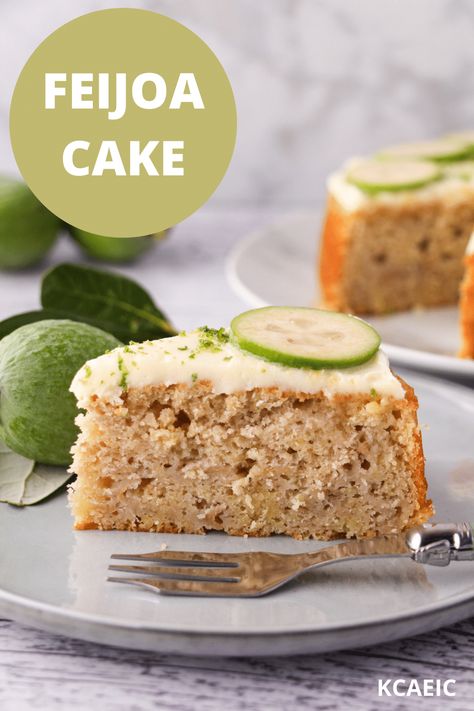 This feijoa cake is pretty as a picture. With a luscious lime icing and fresh feijoa decorations, this cake looks amazing and tastes even better. Fejoa Cake Recipes, Feijoa Cake Recipe, Fejoa Recipes Cakes, Feijoas Recipes, Feijoa Loaf, Feijoa Muffins, Feijoa Cake, Fejoa Recipes, Feijoa Recipes