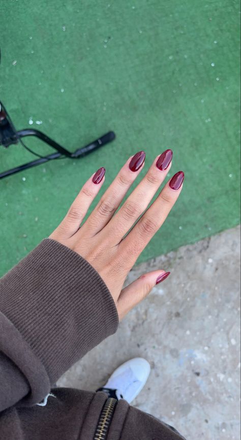 Burgundy Sns Nails, Dark Red Sns Nails, Nails Bordeaux Gel, Red Sns Nails, Burgundy French Tip Nails, Bordeaux Nails, Maroon Acrylic Nails, Sns Nails Colors, Gel Nails French