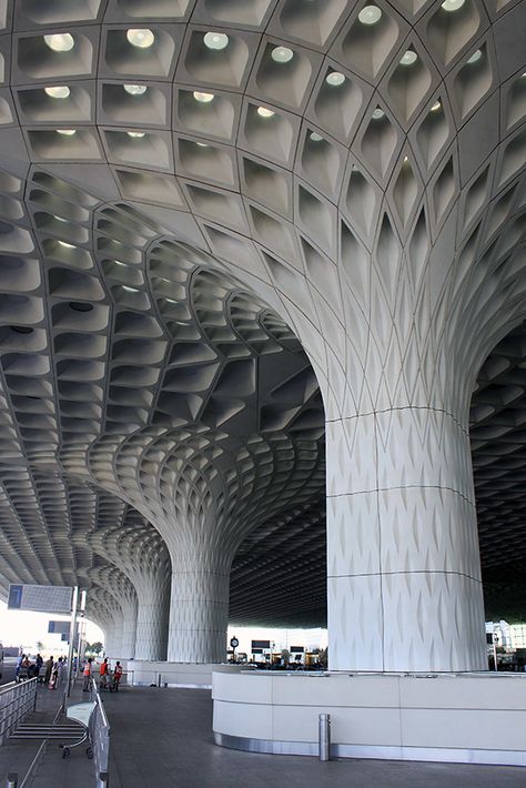 Paul Chhatrapati Shivaji International Airport, Parking Plan, Interior Columns, Airport Terminal, Facade Architecture Design, Airport Design, Parametric Architecture, Column Design, Parametric Design