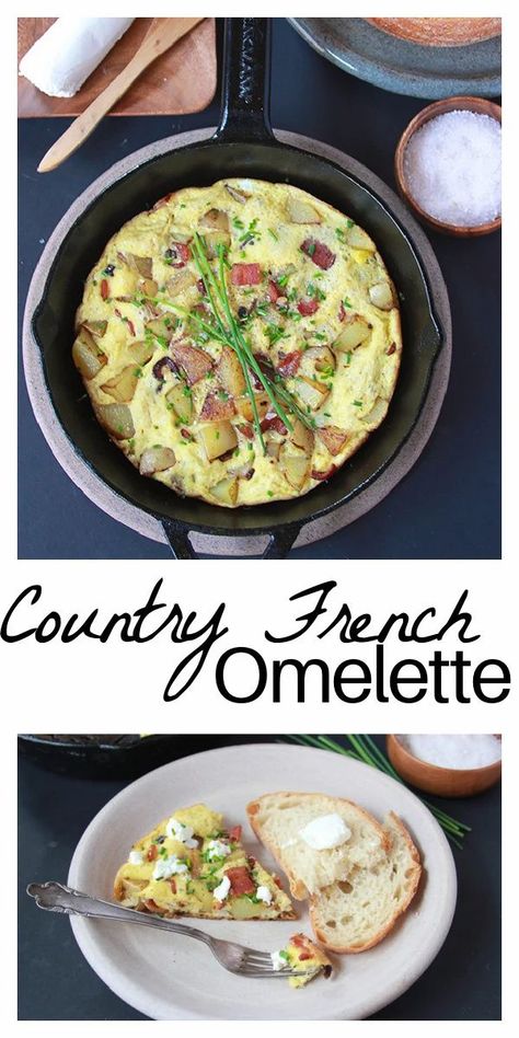 French Country Food, French Omelette Recipe, French Omlet Recipes, French Eggs Baked, Country Omelette Recipe, Easy Omelette Recipe, French Country Cooking, Easy Omelette, Omelette Recipes