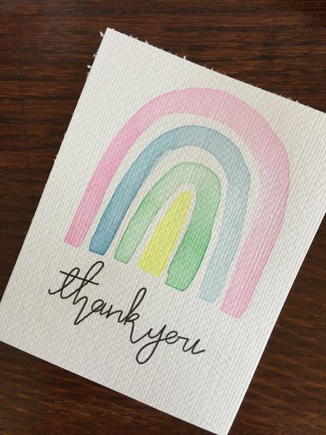 Watercolor Cards Diy Simple, Thank You Watercolour Card, Water Colour Thank You Card, Thank You Card Watercolor Diy, Simple Watercolour Card, Watercolour Cards Ideas Simple, Water Colour Greeting Cards, Watercolor Thank You Cards Diy Handmade, Diy Watercolour Card