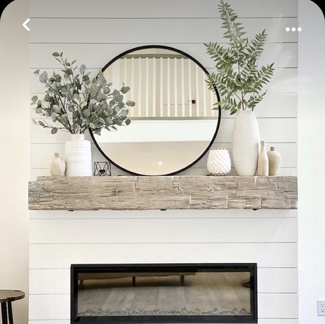 Above Fireplace Ideas, Mirror Above Fireplace, Living Room Redesign, Cottage Fireplace, Fireplace Mantle Decor, Family Room Walls, Fireplace Mantel Decor, Small Living Room Decor, Fireplace Remodel