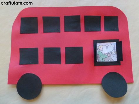 This London bus craft is made from card and glue dots. So easy for little kids to make! London Bus Craft, Unicorn Arts And Crafts For Kids, Craft Activities For Adults, Germany School, Bus Craft, Bus Crafts, Summer Arts And Crafts, Kindergarten Activity, Arts And Crafts Interiors