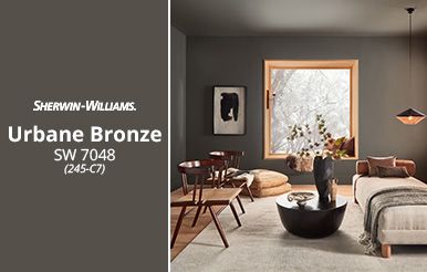 Messenger Bag SW 7740 - Timeless Color Paint Color - Sherwin-Williams Bronze Paint Color, Urbane Bronze Sherwin Williams, Bronze Color Palette, Bronze Bedroom, Urbane Bronze, Bronze Paint, Urban Bronze, Yellow Paint Colors, Pastel Paint