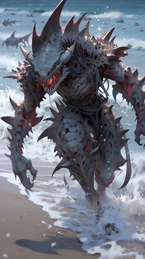 Water Creatures Art, Sea Monster Art, Creature Marine, Monster Artwork, Monster Ideas, Creature Artwork, Monster Characters, Cool Monsters, Dnd Monsters