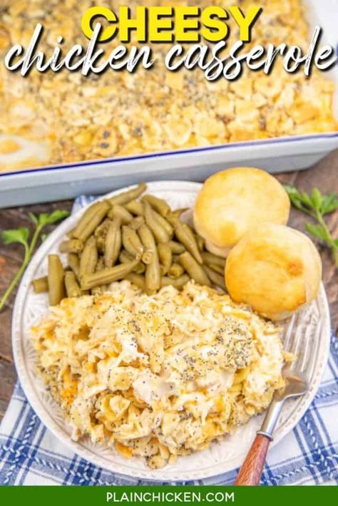 Cheesy Chicken Casserole - Plain Chicken Cheesy Chicken Casserole, Food Rotation, Noodles Chicken, Chicken Casseroles, Chicken Noodle Casserole, French Onion Chicken, Chicken Noodles, 2024 Recipes, French Fried Onions