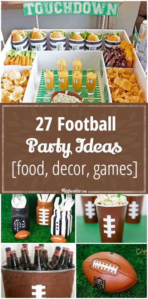 Game Day Birthday Party Ideas, Football Theme Party Food Ideas, Football Party Favor Ideas, Tailgate Themed Birthday Party, Football Parties Ideas, Outdoor Football Party Games, Football Party Favors For Adults, Football Housewarming Party, Football Party Ideas For Adults