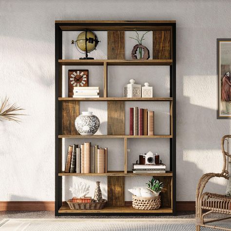 PRICES MAY VARY. Space-saving Bookshelf：This tall bookcase adopts a compact 6-layer design, 71H*11.8W*39.4L inches, which can maximize the vertical storage and display space. Therefore, you can store various daily items such as books, handicrafts, files, CDs, decorations and potted plants, which are also easily accessible. The bookshelf will save you from the trouble of messy small items. Multifunctional Bookshelf & bookcase：With a simple and stylish appearance design, it complements a variety o Classic Shelf Decor, Open Back Bookshelves, Tall Wall Shelves, Man’s Office Decor, Freestanding Bookshelves, Book Living Room, Bookcase Decorating, Shelves With Books, Bookshelf For Bedroom