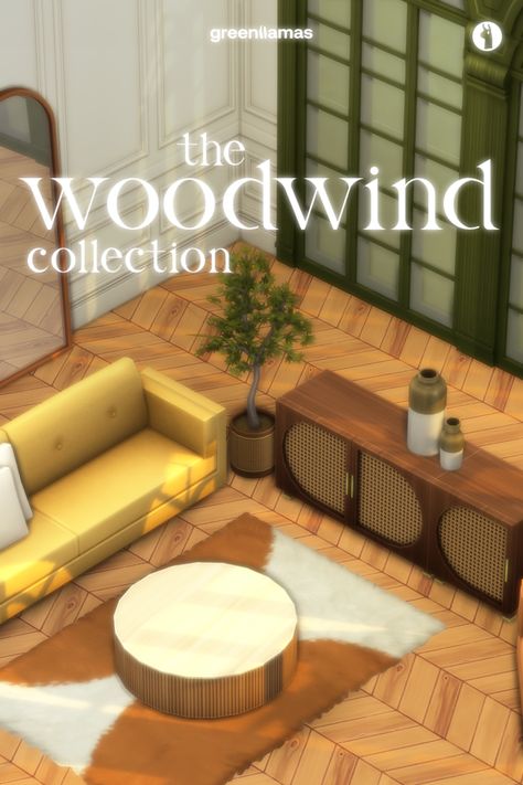 The Woodwind Collection | greenllamas | Patreon Korean Furniture, Midcentury House, Mod Cloth, Cozy Furniture, Sims 4 Mm Cc, Sims 4 House Design, Sims 4 Teen, Sims 4 Mm, Sims 4 Cc Packs