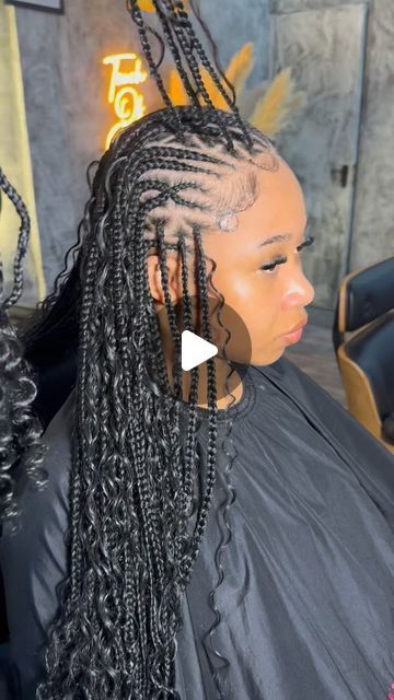 Medium Flip Over Fulani Braids, Faloni Braid, Flip Fulani Braids, Fulani Goddess Braids Hairstyles, Flip Over Fulani Braids Without Curls, Fulani Braids Hairstyles Flip Over, Fulani Flip Over Braids Hairstyles, How To Style Flip Over Fulani Braids, Funali Braids Flip Over