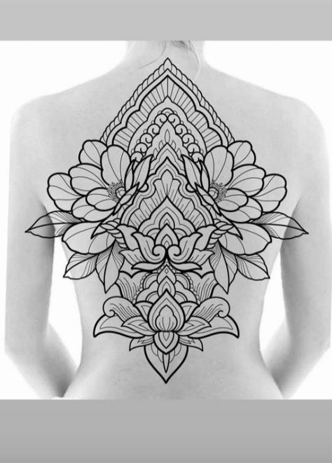 Dotwork Back Tattoo, Mandala Back Tattoo Design, Ornamental Tattoo Design Mandalas, Ornamental Back Tattoo, Iran Style, Mandala Tattoo Back, Love Symbol Tattoos, Backpiece Tattoo, Geometric Mandala Tattoo