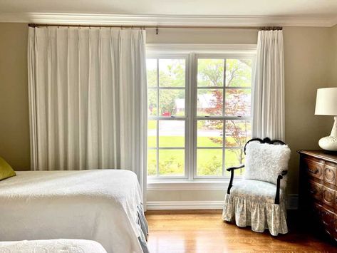 Curtains On 9 Ft Ceilings, 9 Ft Ceilings Curtains, 9ft Ceiling Curtains, How High To Hang Curtains With Crown Molding, Ceiling Hung Curtains, How High To Hang Curtains Above Window, Curtains Hung From Ceiling, Curtain Rod Height, Hanging Curtains Short Ceiling