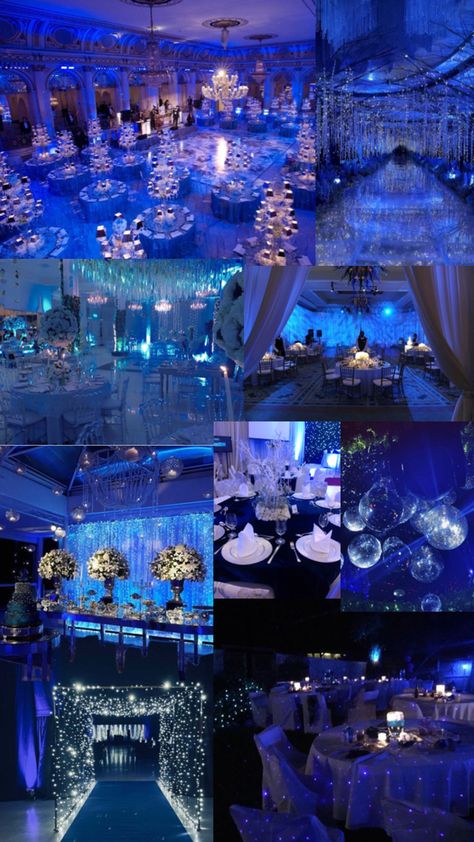 Debut Theme Ideas 18th Elegant, Under The Stars Quinceanera Theme, Blue Quinceanera Ideas, Debut Theme Ideas, Blue Sweet Sixteen, Blue Quinceanera Theme, Winter Quinceanera, 15th Birthday Decorations, Sweet 16 Winter