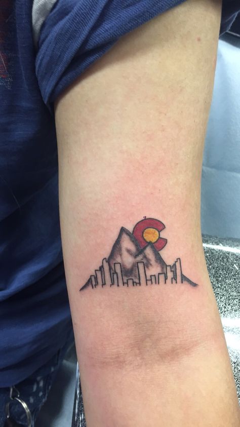 Similar but not this Colorado Mountains Tattoo, Colorado Tattoo Ideas, Tattoo Ideas Black And White, Tattoo Ideas Black, Colorado Tattoo, Skyline Tattoo, Symbol Tattoos, Mountain Tattoo, Mom Tattoos