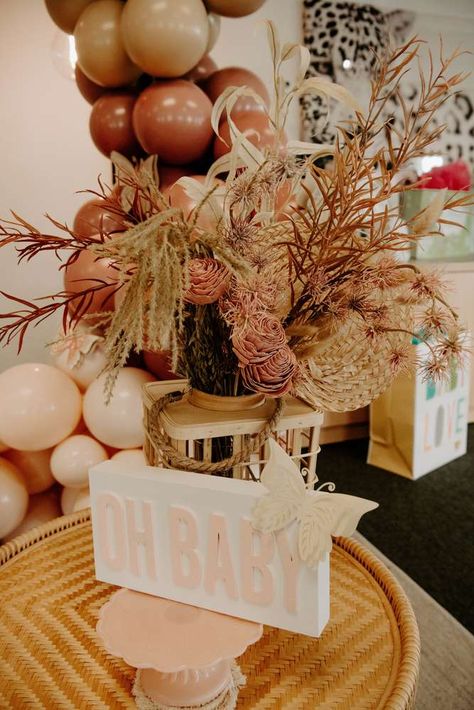 Boho Butterfly Baby Shower Party Ideas | Photo 4 of 36 | Catch My Party Boho Butterfly Baby Shower Ideas, Butterfly Baby Shower Ideas, Butterfly Baby Shower Centerpieces, Butterfly Baby Shower Theme, Girl Shower Themes, Baby Shower Boho, God Baby, Baby Stella, Boho Butterfly