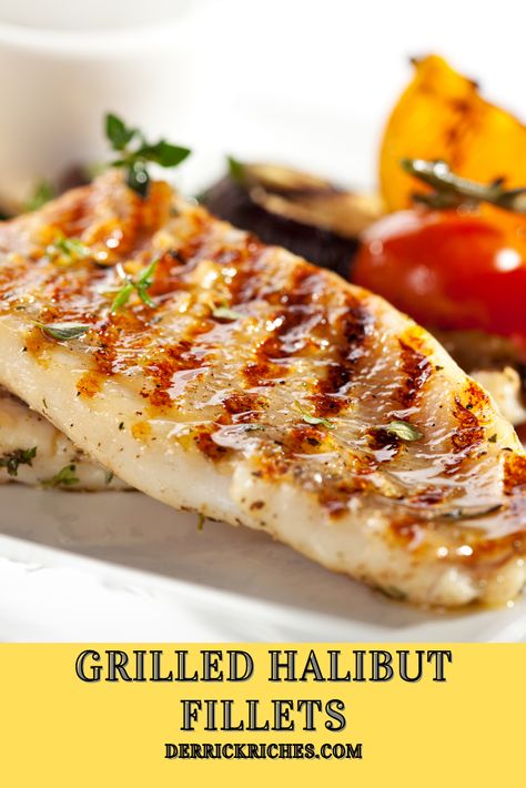 Bbq Halibut Recipes, Grilled Halibut Recipes, Grilled Fish Fillet, Bbq Vegetables, Grilled Fish Recipes, Grilled Halibut, Halibut Recipes, Lent Recipes, Grilled Seafood