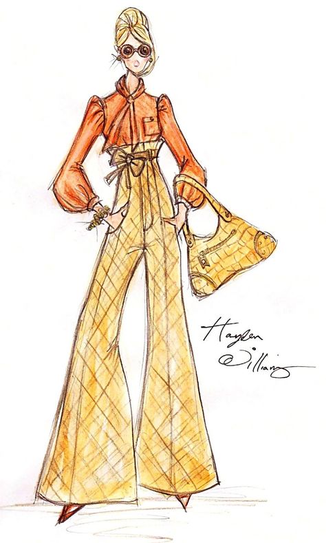 Barbie BFMC   Fashion Designer & Illustrator ~Hayden Williams~ January 27 2011 |Illustration style inspired by Barbie designer Robert Best.| 70s Fashion Drawing, 70s Fashion Illustration, Hayden Williams Fashion, 1970 Fashion, Hayden Williams, Fashion Illustrations Techniques, Mode Hippie, Fashion 70s, Fashion Design Sketch