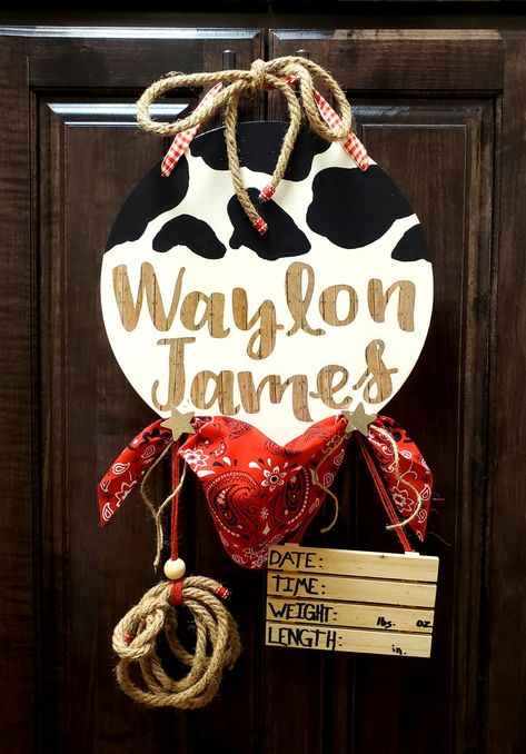 Cowboy Hospital Door Hanger, Baby Boy Door Hangers, Baby Door Hangers Boy, Cowboy Door Hanger, Western Nursery Baby Boy, Western Diy Decor, Western Baby Nursery, Boy Door Hanger, Western Baby Nurseries