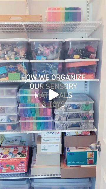 Emily Yang on Instagram: "✨Organizing our Sensory Materials ✨  You’re going to want to ✨SAVE✨ this post!!  Here’s a list of containers I use to organize all of our sensory play materials. Most items are linked in my amazon shop in my bio!  ✨Art Bin- we use these to organize loose parts. I also use them to store seasonal sensory play items  ✨Photo Keeper- these are great for small figures such as the safari toobs or any little characters we have. I also will store some loose parts in these if they are in a set  ✨Rotating Divided Spinner- this is a great bin for some sensory tools that I use often  ✨Pencil Cases- are perfect for storing educational items like letters, numbers, flash cards, bigger loose parts, etc. I got these at target during their back to school, but now @mapleandlark sells Sensory Bin Storage Ideas, Sensory Bin Storage, Sensory Storage, Speech Therapy Organization, Sensory Materials, Loose Parts Play, Art Bin, Sensory Learning, Therapy Toys