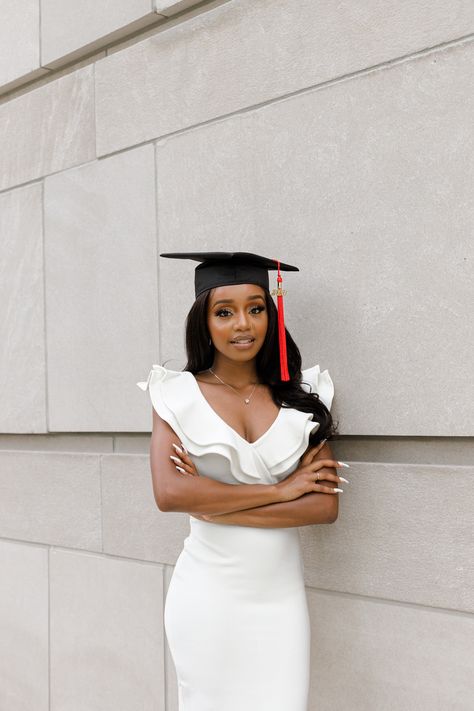 Matriculation Outfit Ideas University Nigeria, White Graduation Dress Black Women, Grads Dress, University Graduation Outfit Dresses, Healing Stage, Graduation Outfit Ideas University, Outfit Graduacion, Graduation Fits, Graduation Ceremony Outfit