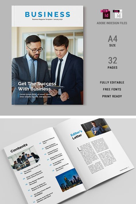 Business Magazine Template, This can be used for Business, Corporate, Lifestyle, Travel or any others purpose. Super simple to edit and customize with your own details! Corporate Magazine, Newsletter Design Layout, Corporate Lifestyle, Magazine Cover Template, Magazine Cover Design, Business Magazine, Newsletter Design, Medical Illustration, Lifestyle Travel