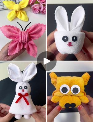 Face Towel Folding Ideas, Towel Folding Ideas, Towel Folding, Folding Ideas, Apple Shape, It Is Done, Bunny Face, Craft Ideas For Kids, Googly Eyes