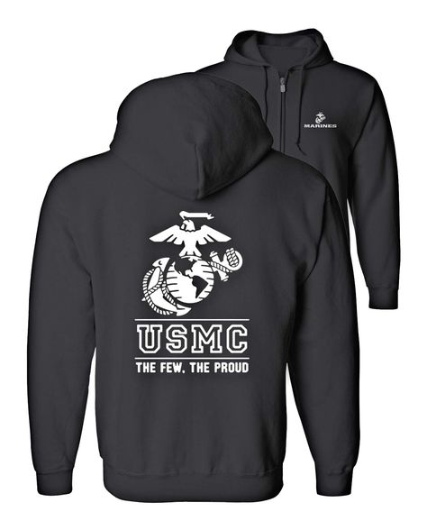 PRICES MAY VARY. Zipper closure Machine Wash GREAT GIFT FOR A MARINE OR FAMILY MEMBER!!!! Zip-front hoodie featuring with adjustable drawstrings and split-kangaroo pockets Design on the Front Pocket with Large Print on The BACK! Full Zip Up Hoodie Sweatshirt Soft and Cozy Cotton Poly Blend & Machine Washable Jacket Sweatshirt OFFICIALLY LICENSED BY THE UNITED STATES MARINE CORPS! Proudly printed in the USA! Click the "Lucky Ride " link above to see more awesome OFFICIAL MARINE CORPS products and Usmc Logo, The Few The Proud, Full Zip Up Hoodie, Pockets Design, United States Marine, United States Marine Corps, Us Marine, Marine Corps, Full Zip Hoodie