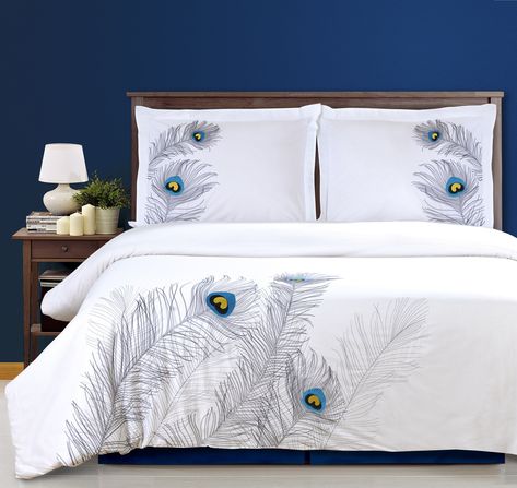 Superior Peacock Embroidered Duvet Cover Set LongStaple Cotton Full/Queen Silver * Click image to review more details.-It is an affiliate link to Amazon. Peacock Bedding, Backyard Toys, Embroidered Duvet Cover, Bed Linens Luxury, Duvet Bedding, Cotton Duvet Cover, King Duvet, Cotton Duvet, King Duvet Cover