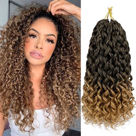 Crochet Hair Styles Freetress Water Wave, Curly Hair Extensions Hairstyles, Go Go Curl Crochet Braids Hairstyles, Braids With Crochet In Back, Water Pop Crochet Hair, Croshay Hairstyles, Curly Crochet Hair Styles Freetress, Long Curly Crochet Hair Styles, Curly Extensions Hairstyles