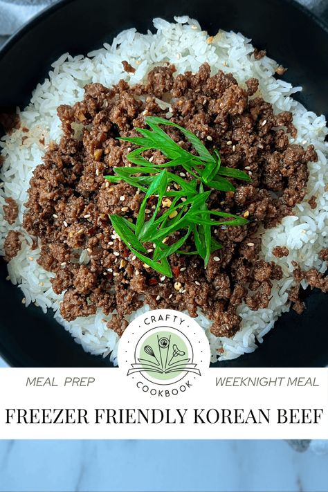 Freezer Friendly "Korean" Beef Korean Beef Freezer Meal, Freezing Cooked Ground Beef, Korean Beef Meal Prep, Korean Bbq Ground Beef, Six Sisters Korean Beef And Rice, Baked Orange Chicken, Korean Beef Bowl, Spicy Peanut Noodles, Frozen Beef