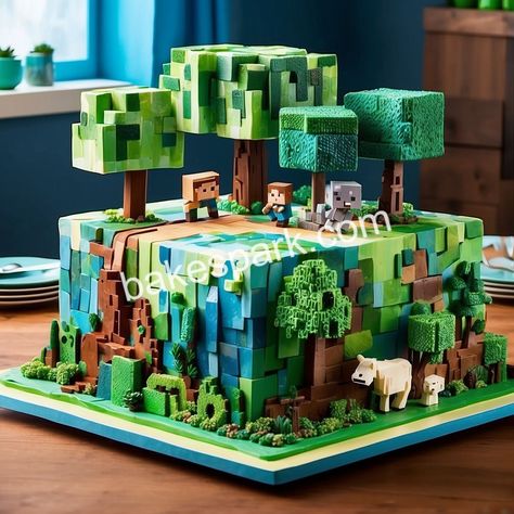 6 Year Boy Birthday Party Ideas, Minecraft Birthday Cake For Boys, Minecraft Cakes For Boys, Minecraft Cake Design, Birthday Cake Minecraft, Minecraft Cake Ideas, Minecraft Cake Designs, Minecraft Cakes, Cake Minecraft