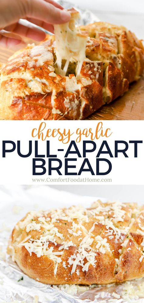 Homemade cheesy garlic bread is the ultimate comfort food that is easy to make and perfect for any occasion. With just 6 simple ingredients, you can create a delicious appetizer that will have everyone coming back for more! So next time you're in need of a tasty snack or side dish, try this cheesy garlic bread recipe and enjoy the warm, gooey goodness that it brings. Bread Side Dish, Homemade Cheesy Garlic Bread, Cheesy Garlic Bread Recipe, Make Garlic Bread, Bread Ideas, Homemade Garlic Bread, Garlic Cheese Bread, Homemade Bread Easy, Garlic Bread Recipe